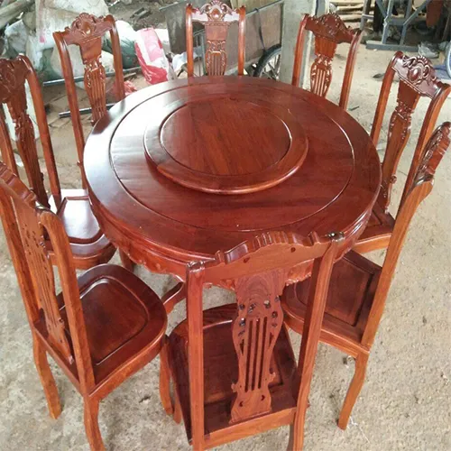 Bộ Bàn Ăn Gỗ Cẩm Lai Tròn 8 Ghế
