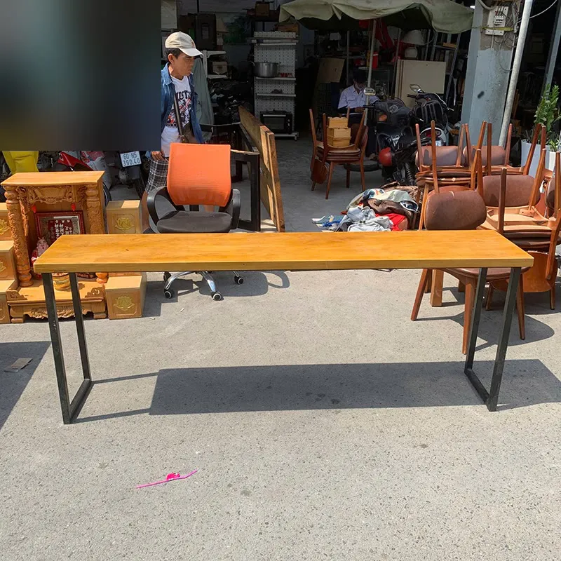 Ghế Dài Quán Ăn Cũ Mặt Gỗ Chân Sắt 2m