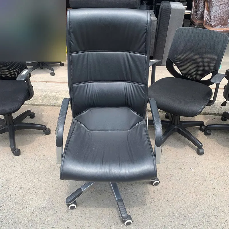 Ghế Giám Đốc Cũ Bọc Da Đen Lưng Cao