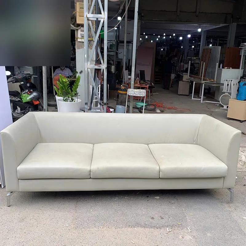 Sofa Băng Cũ 2m25 Bọc Da Màu Xám
