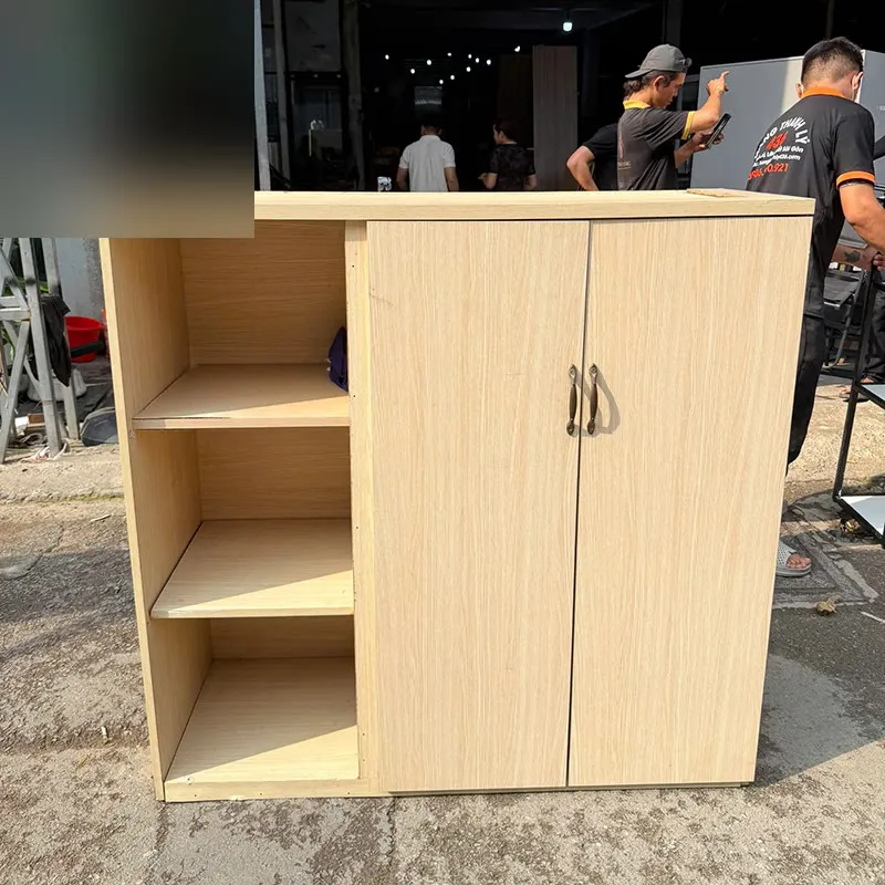 Tủ Đựng Đồ Cũ Gỗ Công Nghiệp Có Kệ Bên
