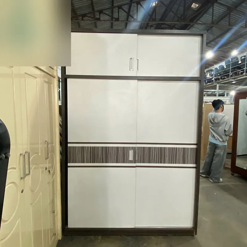 Tủ Quần Áo Cũ Cửa Lùa Màu Trắng Phối Nâu 1m6