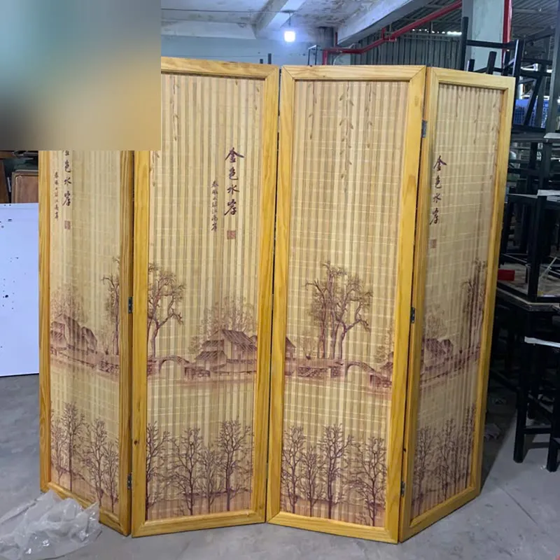 Vách Ngăn Cũ 4 Cánh Hoa Văn Phong Cảnh